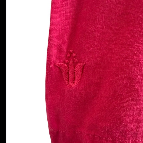 J Marie Linen Blend Vibrant Pink Floral Embroidered Tunic Shift Dress (Sz. S) - Picture 5 of 10